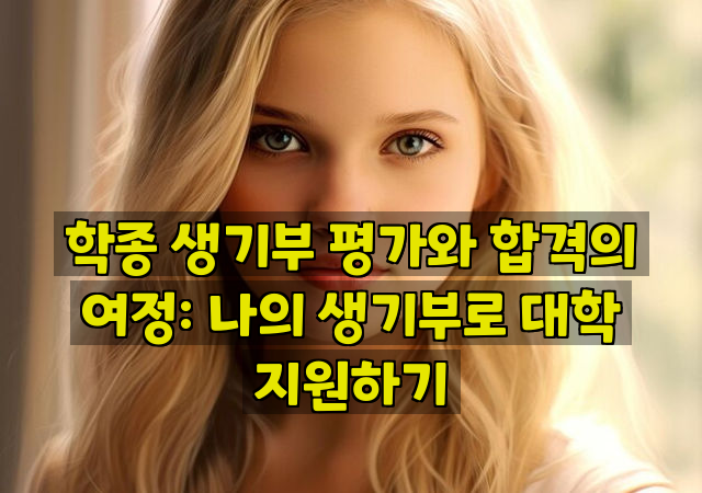 학종 생기부 평가와 합격의 여정: 나의 생기부로 대학 지원하기